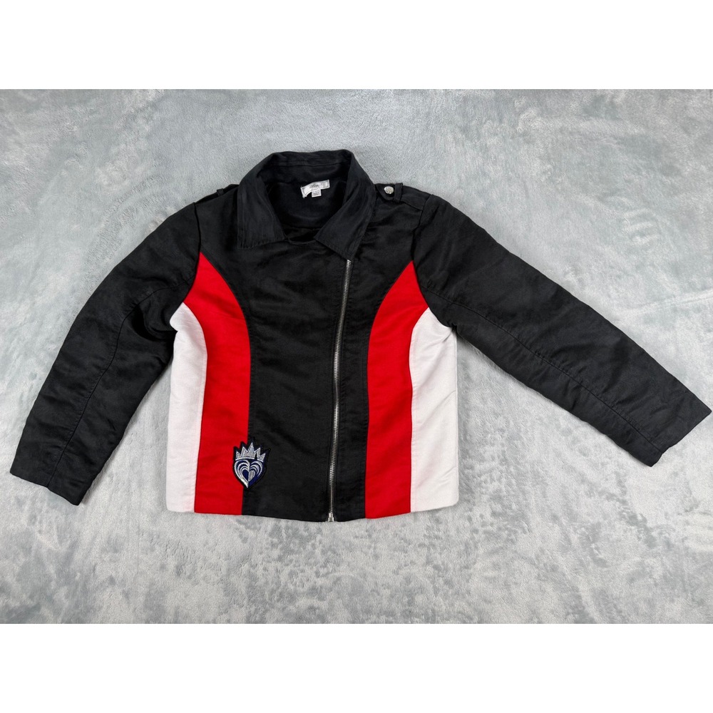 Disney D-Signed Descendants Evie Moto Jacket Faux Suede Black Red Girls Large - Picture 1 of 5